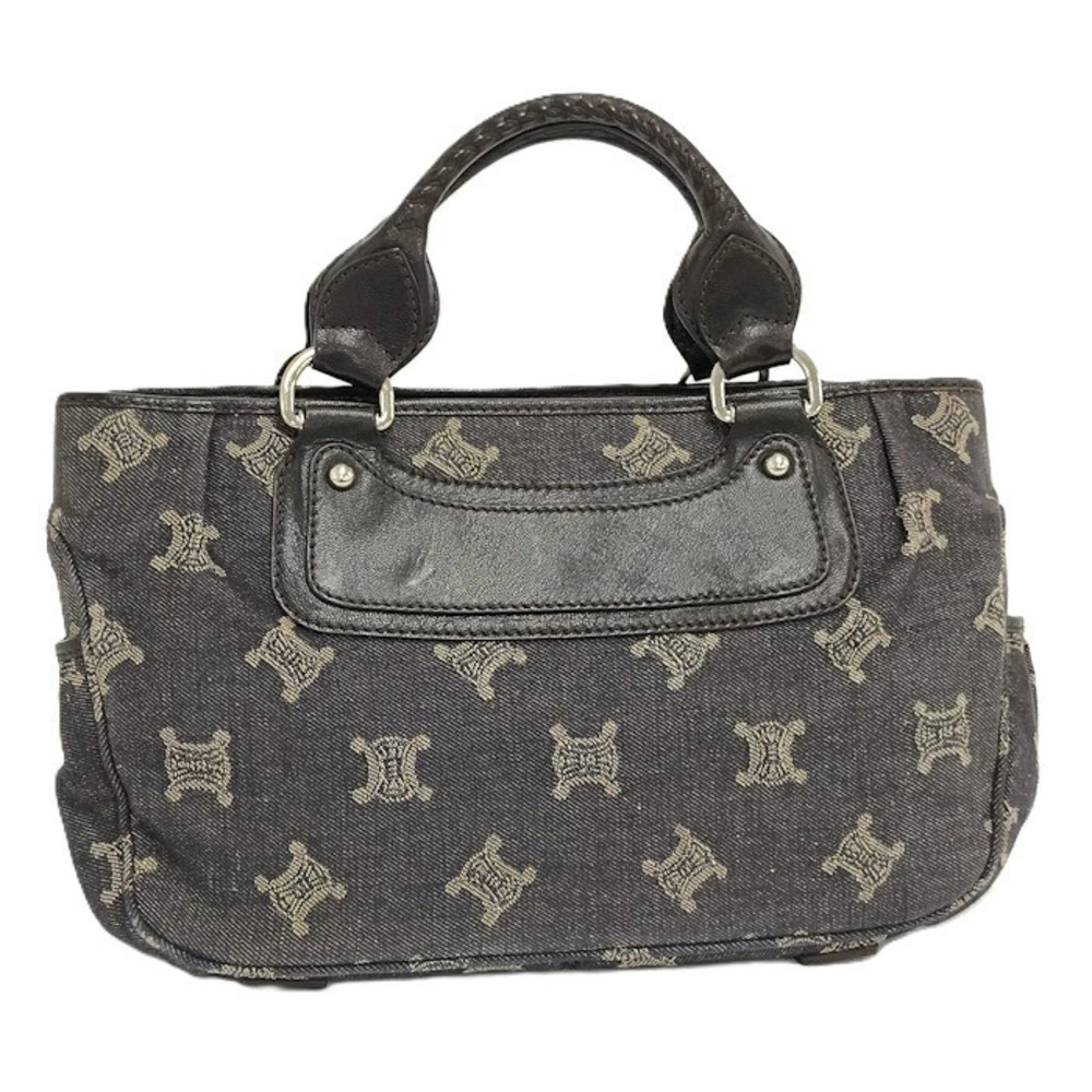Celine Canvas Handbag Triomphe Denim Black